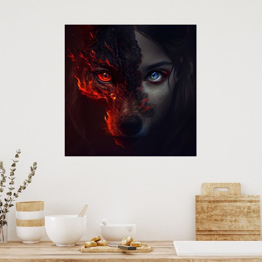 Poster Wolf Fire (Küche)