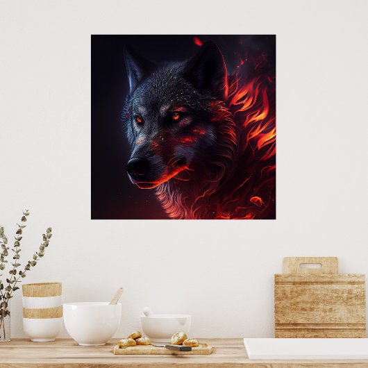 Poster Wolf Fire (Küche)