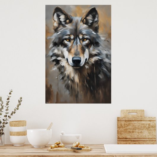 Poster | Wolf | Ölkunst (Küche)