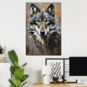 Poster | Wolf | Ölkunst (Heimbüro)