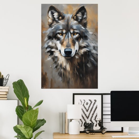Poster | Wolf | Ölkunst (Heimbüro)