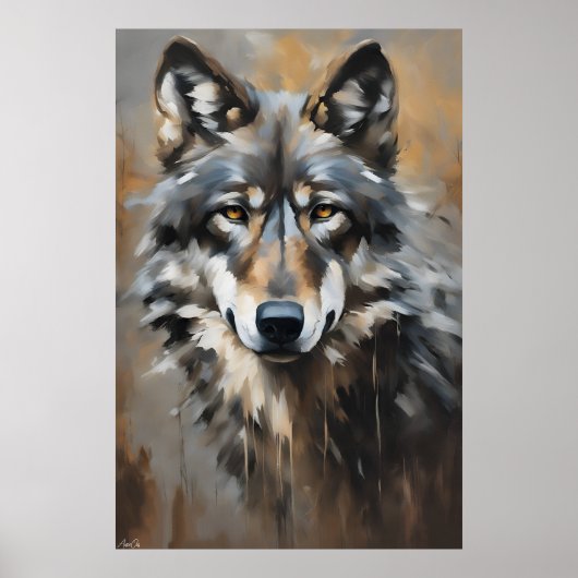 Poster | Wolf | Ölkunst (Vorne)