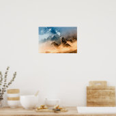 Poster/Wölfe heulen am Mond Poster (Küche)