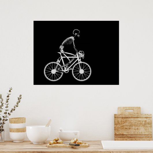 POSTER - X-RAY SKELETON BIKING BLACK GRAY (Küche)