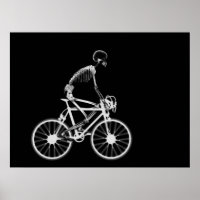 POSTER - X-RAY SKELETON BIKING BLACK GRAY