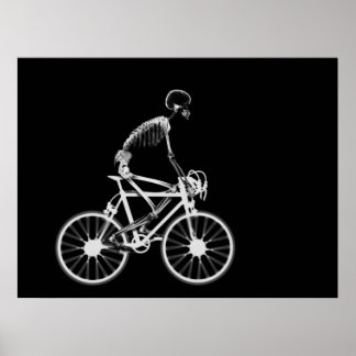 POSTER - X-RAY SKELETON BIKING BLACK GRAY