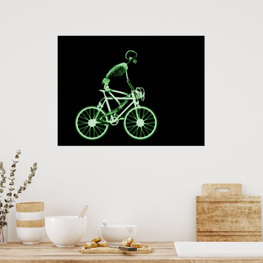 POSTER - X-RAY SKELETON BIKING BLACK GREEN (Küche)