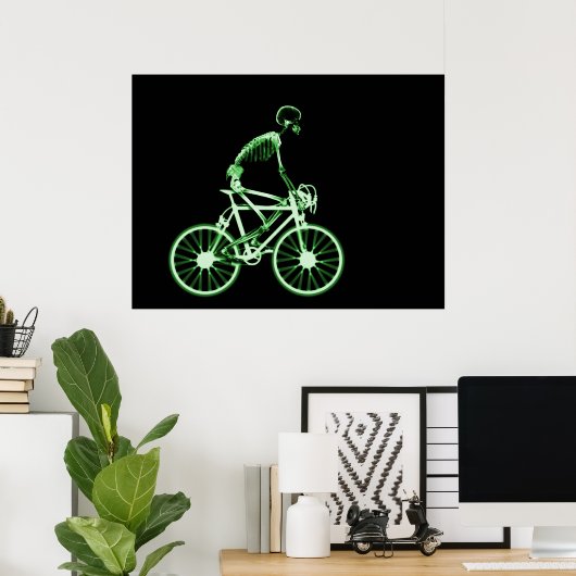 POSTER - X-RAY SKELETON BIKING BLACK GREEN (Heimbüro)