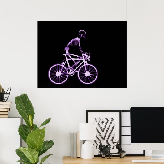 POSTER - X-RAY SKELETON BIKING BLACK LILA (Heimbüro)