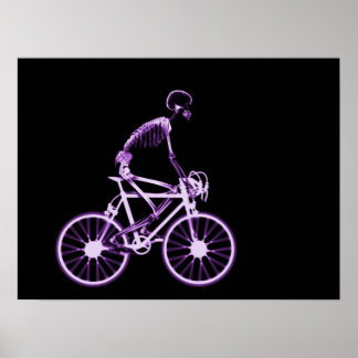 POSTER - X-RAY SKELETON BIKING BLACK LILA