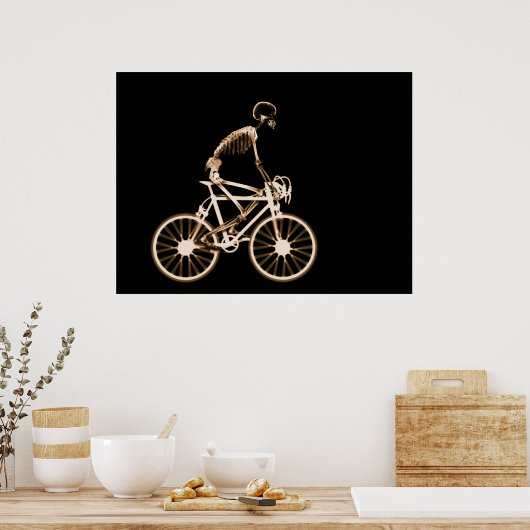 POSTER - X-RAY SKELETON BIKING BLACK ORANGE (Küche)