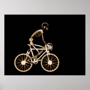 POSTER - X-RAY SKELETON BIKING BLACK ORANGE