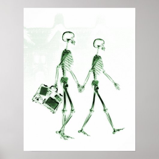 Poster- X-Ray Skeleton Couple Reisen grün Poster (Vorne)