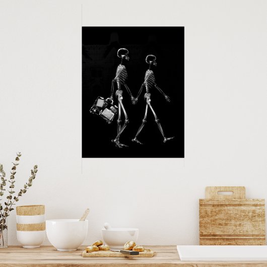 Poster - X-Ray Skeleton Couple Travelling Blk What (Küche)