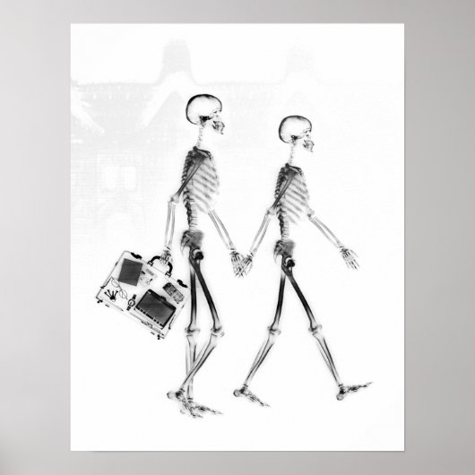 Poster - X-Ray Skeleton Couple Travelling Blk What (Vorne)