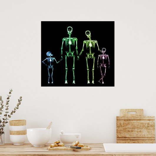 POSTER - X-RAY SKELETON FAMILY BLACK ORIGINAL (Küche)