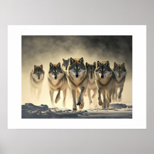 Poster Yellowstone Wölfe