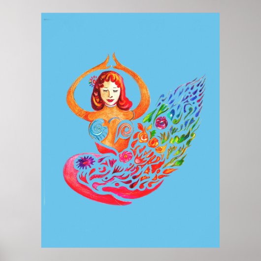 Poster Yoga  Meditation Rainbow Woman Silouete (Vorne)