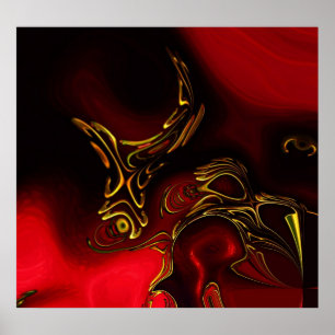Poster ZIZZAGO Kunst Abstrakt Rot Schwarz Gold 2