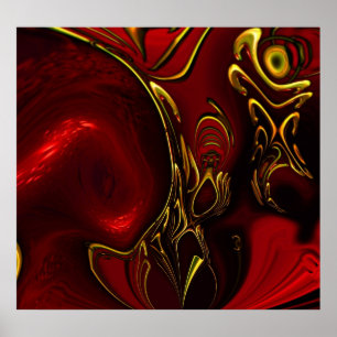 Poster ZIZZAGO Kunst abstrakt Rot Schwarz Gold 5