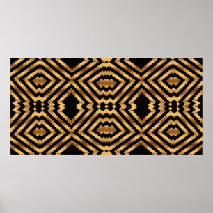 Poster Zizzago Schwarz Gold Exotisch