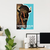 Poster Zoo Berlin Bison Vintage Art Wandbild (Heimbüro)