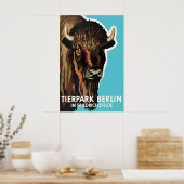 Poster Zoo Berlin Bison Vintage Art Wandbild (Küche)