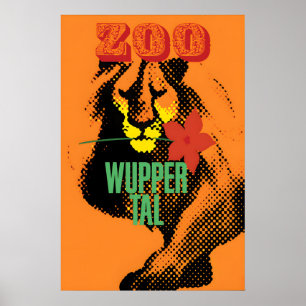 Poster Zoo Wuppertal Tierpark Löwe Vintage Art