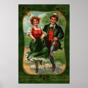 Poster zum St. Patrick's Day mit Herzen voller Fre