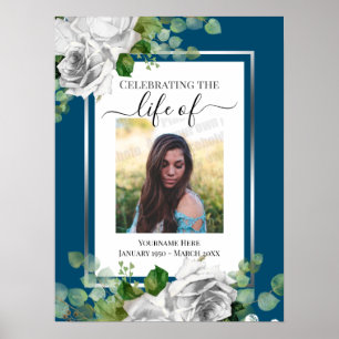 Poster zur weißen floralen Lebensfeier