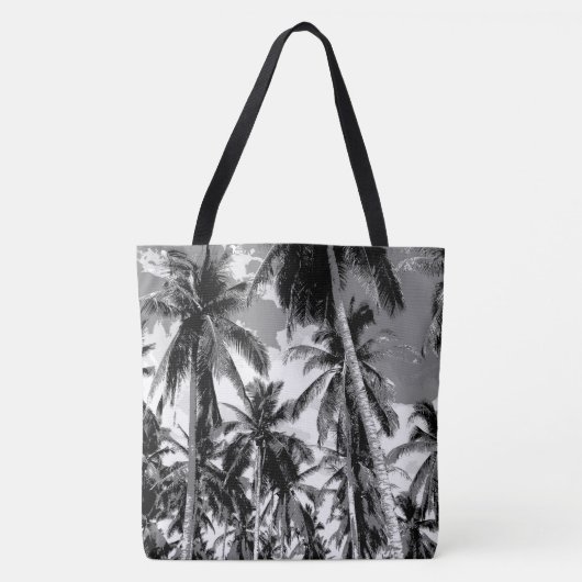 Posterised Gray Palm Trees Design Tasche (Vorderseite)