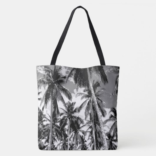 Posterised Gray Palm Trees Design Tasche (Rückseite)