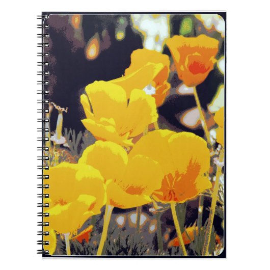 Posterized Poppies Digital Art Notebook Notizblock (Vorderseite)