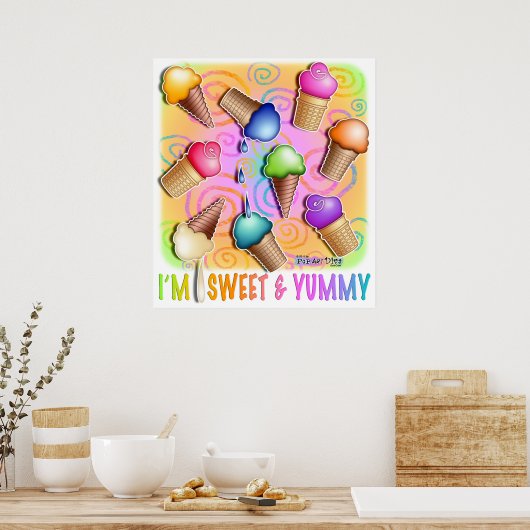 Posters, Prints - Pop Art Ice Creme Cons Poster (Küche)