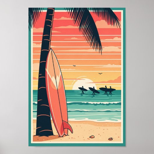 Posters Vintage Beach Surf Print Poster (Vorne)