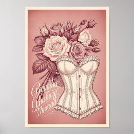 Posters Vintage Pink Rose Corset Print Poster