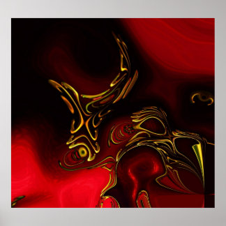 Posters ZIZAGO Art Abstrakt Red Black Gold 2 Poster