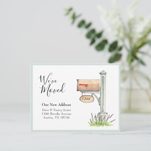 Postfach Aquarell Neue Zuhause Moving Postcard Postkarte (Stehend Vorderseite)
