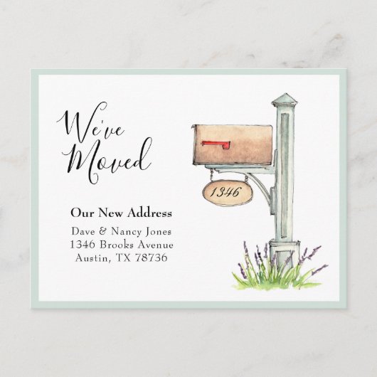 Postfach Aquarell Neue Zuhause Moving Postcard Postkarte (Vorderseite)