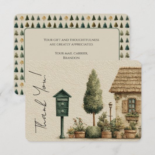 Postfach Briefträger Danke Karte (Vorne/Hinten)