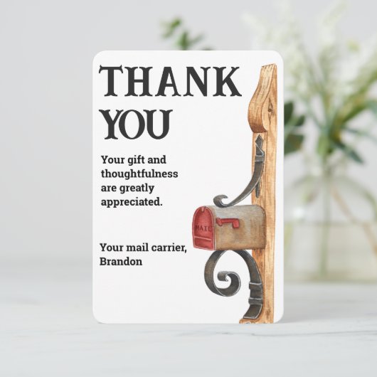 Postfach des benutzerdefinierten Postfachs Vielen Dankeskarte (Stehend Vorderseite)