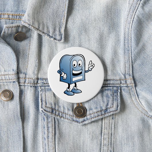 Postfach Mascot Happy Blue Postal Zeichen Button