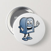 Postfach Mascot Happy Blue Postal Zeichen Button (Vorne & Hinten)