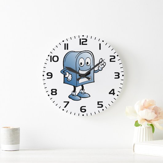 Postfach Mascot Happy Blue Postal Zeichen Große Wanduhr