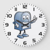Postfach Mascot Happy Blue Postal Zeichen Große Wanduhr (Vorderseite)