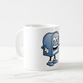 Postfach Mascot Happy Blue Postal Zeichen Kaffeetasse (Vorderseite Links)
