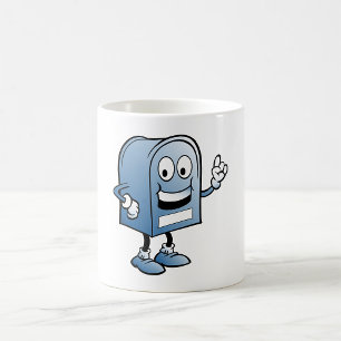 Postfach Mascot Happy Blue Postal Zeichen Kaffeetasse