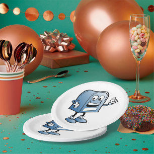 Postfach Mascot Happy Blue Postal Zeichen Pappteller