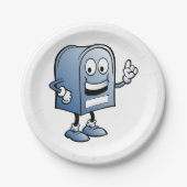 Postfach Mascot Happy Blue Postal Zeichen Pappteller (Vorderseite)