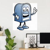 Postfach Mascot Happy Blue Postal Zeichen Poster (Heimbüro)